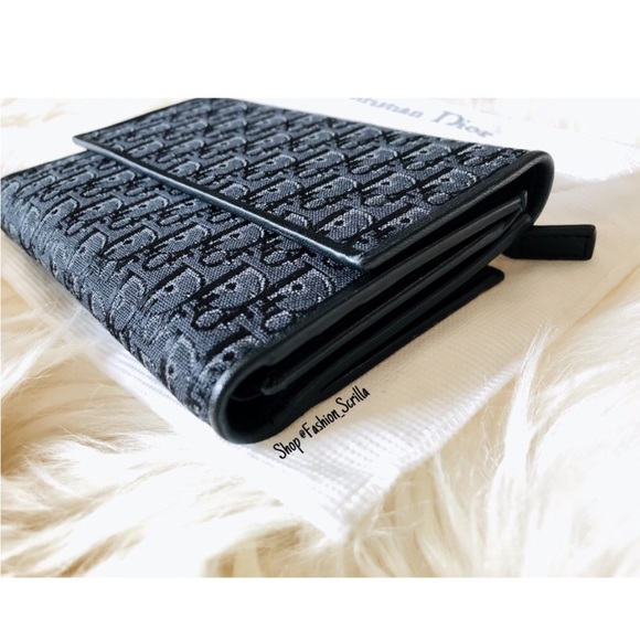 DIOR Vintage Mini Jacquard Black Monogram Logo Oblique Canvas Leather Wallet - Picture 12 of 16